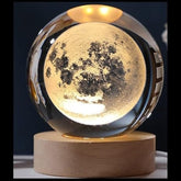 1 Pc USB LED Galaxy Crystal Ball Lamp | 3D Planet Moon Night Light | Bedroom & Party Home Decor | Kids Birthday Gift (Random Design)